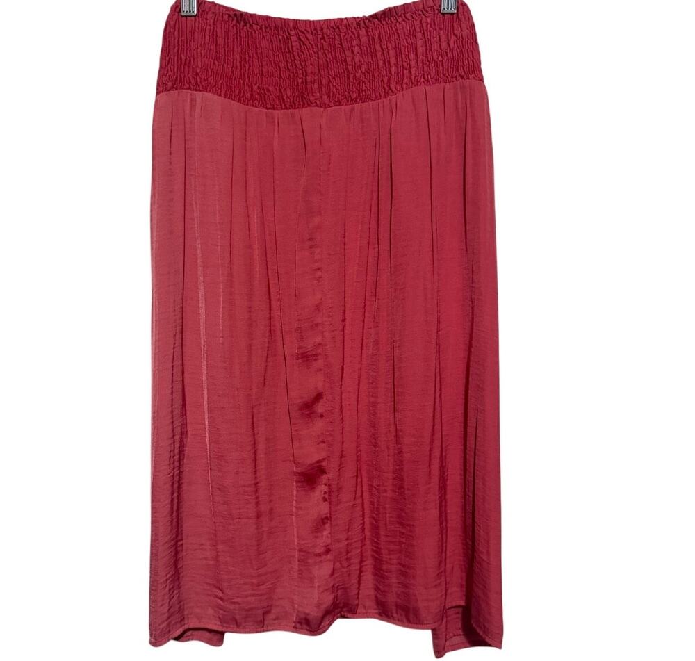 Liz Claiborne Career Coral Silky Midi Skirt Elastic Waistband Size XXL